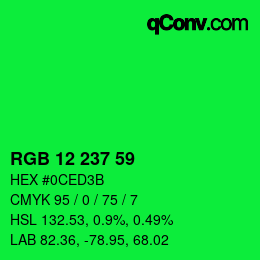 颜色代码: RGB 12 237 59 | qconv.com