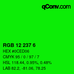 Color code: RGB 12 237 6 | qconv.com