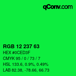 Color code: RGB 12 237 63 | qconv.com