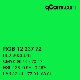 Color code: RGB 12 237 72 | qconv.com