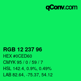 Color code: RGB 12 237 96 | qconv.com