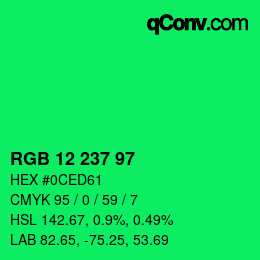 Color code: RGB 12 237 97 | qconv.com