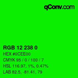 Color code: RGB 12 238 0 | qconv.com