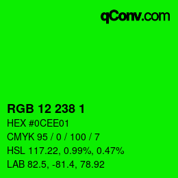 Color code: RGB 12 238 1 | qconv.com