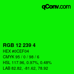 Color code: RGB 12 239 4 | qconv.com