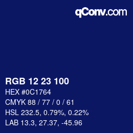 Farbcode: RGB 12 23 100 | qconv.com