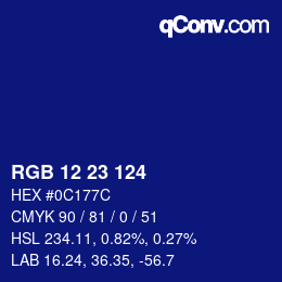 Color code: RGB 12 23 124 | qconv.com