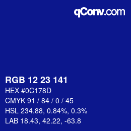 Color code: RGB 12 23 141 | qconv.com