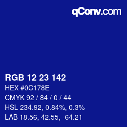 Color code: RGB 12 23 142 | qconv.com