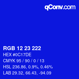 カラーコード: RGB 12 23 222 | qconv.com