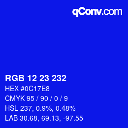 Color code: RGB 12 23 232 | qconv.com