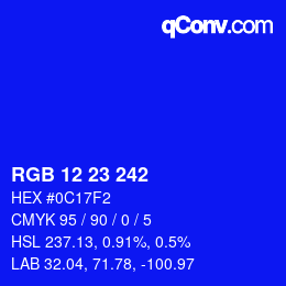 Color code: RGB 12 23 242 | qconv.com