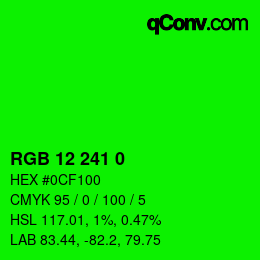 Color code: RGB 12 241 0 | qconv.com