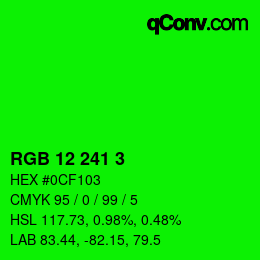 Color code: RGB 12 241 3 | qconv.com