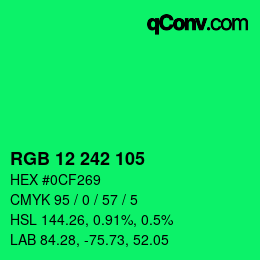 カラーコード: RGB 12 242 105 | qconv.com