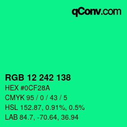 Color code: RGB 12 242 138 | qconv.com