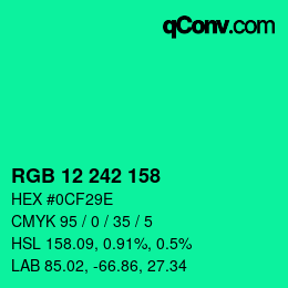 カラーコード: RGB 12 242 158 | qconv.com