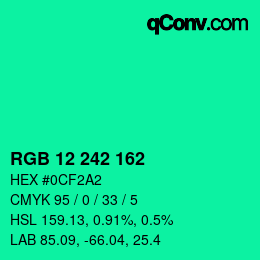 Color code: RGB 12 242 162 | qconv.com