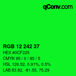 Color code: RGB 12 242 37 | qconv.com