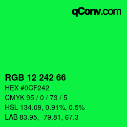カラーコード: RGB 12 242 66 | qconv.com