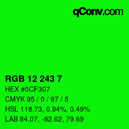 Color code: RGB 12 243 7 | qconv.com