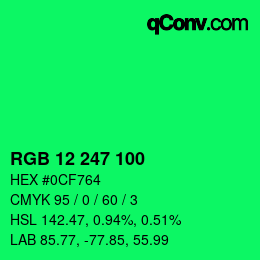 Color code: RGB 12 247 100 | qconv.com