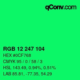 Color code: RGB 12 247 104 | qconv.com