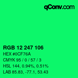 Color code: RGB 12 247 106 | qconv.com