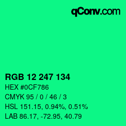 Color code: RGB 12 247 134 | qconv.com