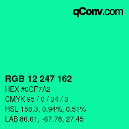 カラーコード: RGB 12 247 162 | qconv.com
