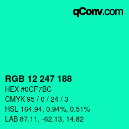 Color code: RGB 12 247 188 | qconv.com