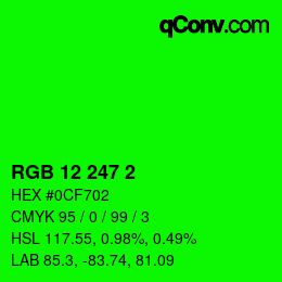 Color code: RGB 12 247 2 | qconv.com