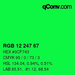 Color code: RGB 12 247 67 | qconv.com