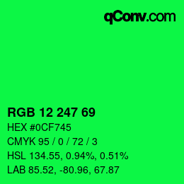 Color code: RGB 12 247 69 | qconv.com