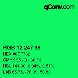 Color code: RGB 12 247 98 | qconv.com