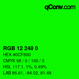Color code: RGB 12 248 0 | qconv.com