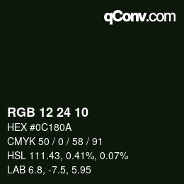Color code: RGB 12 24 10 | qconv.com