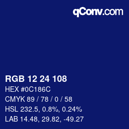 カラーコード: RGB 12 24 108 | qconv.com
