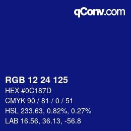 Color code: RGB 12 24 125 | qconv.com