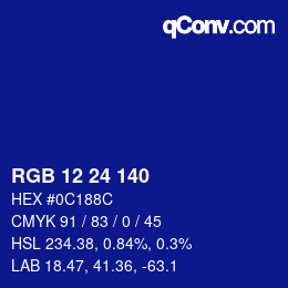 Color code: RGB 12 24 140 | qconv.com
