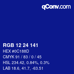 Color code: RGB 12 24 141 | qconv.com