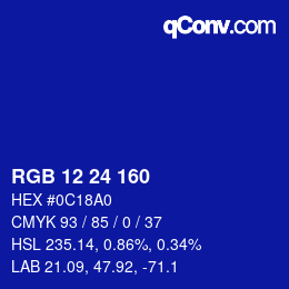 Color code: RGB 12 24 160 | qconv.com