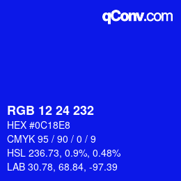 Color code: RGB 12 24 232 | qconv.com