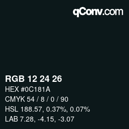 Color code: RGB 12 24 26 | qconv.com