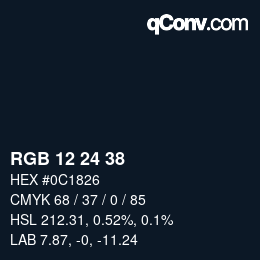 カラーコード: RGB 12 24 38 | qconv.com