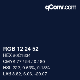 Color code: RGB 12 24 52 | qconv.com