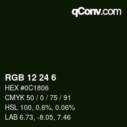 カラーコード: RGB 12 24 6 | qconv.com