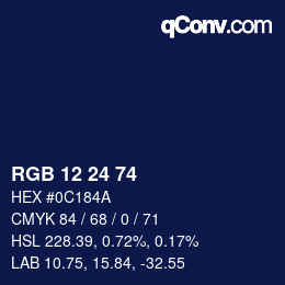 カラーコード: RGB 12 24 74 | qconv.com