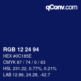 Color code: RGB 12 24 94 | qconv.com