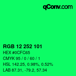 Color code: RGB 12 252 101 | qconv.com